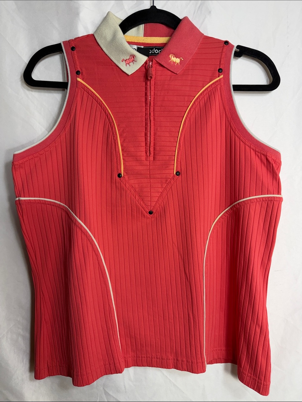 Vintage Jamie Sadock Sleeveless Golf Polo Top M Coral Pink 1223